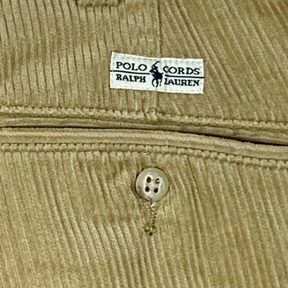 Polo Ralph Lauren Men's VTG 90s 'Polo Cords' Tan Corduroy Pants - Size 35/32 - Picture 7 of 12